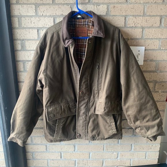 Aberdeen Other - Aberdeen Heavy Brown Sportswear Jacket Coat Size Large Genuine Leather Collar